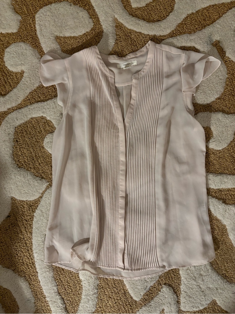 Forever 21 Light Blush Pleated Chiffon Top